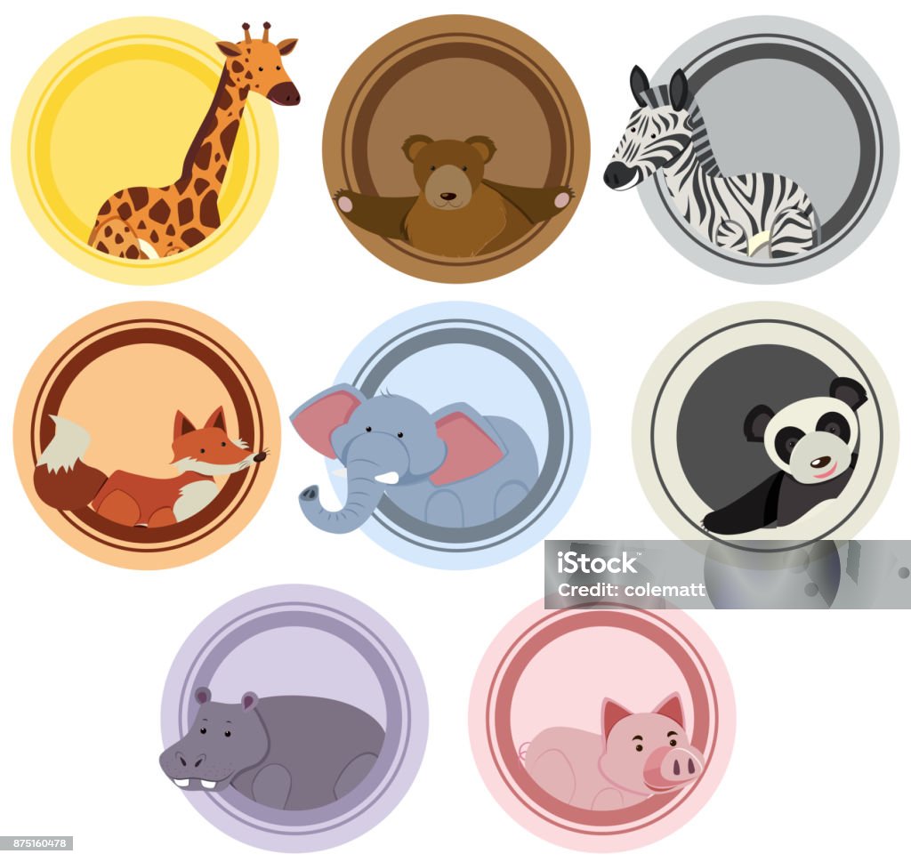 Label templates with wild animals Label templates with wild animals illustration Animal stock vector