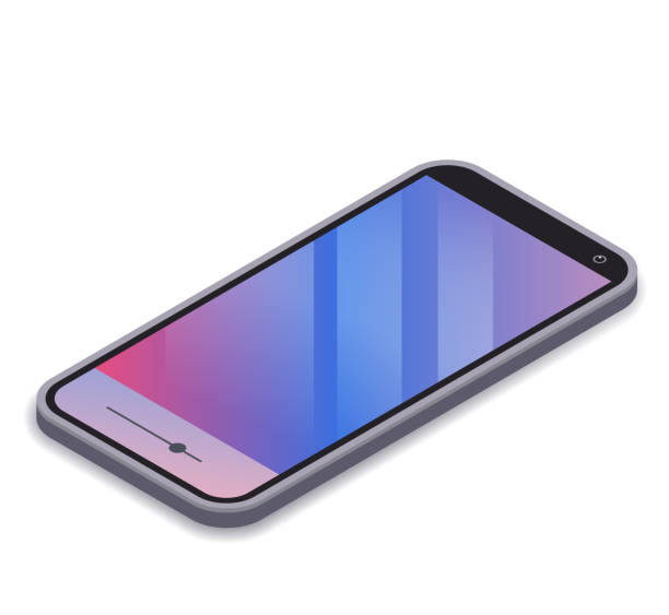 istock Isometric mobile phone with colorful display. Smartphone illustration isolated on white transparent background. Vector eps 10. 875162406