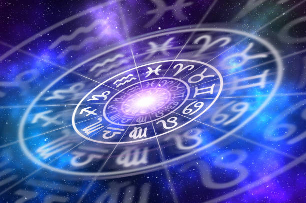 istock Zodiac signs inside of horoscope circle on universe background 875172894