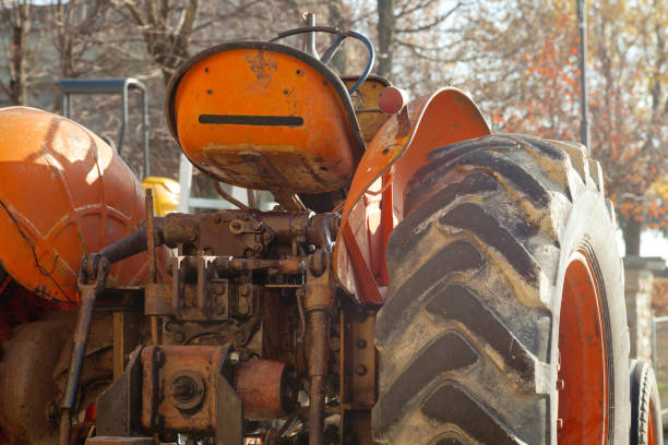 istock Old vintage farm tractor. Color image 875175852