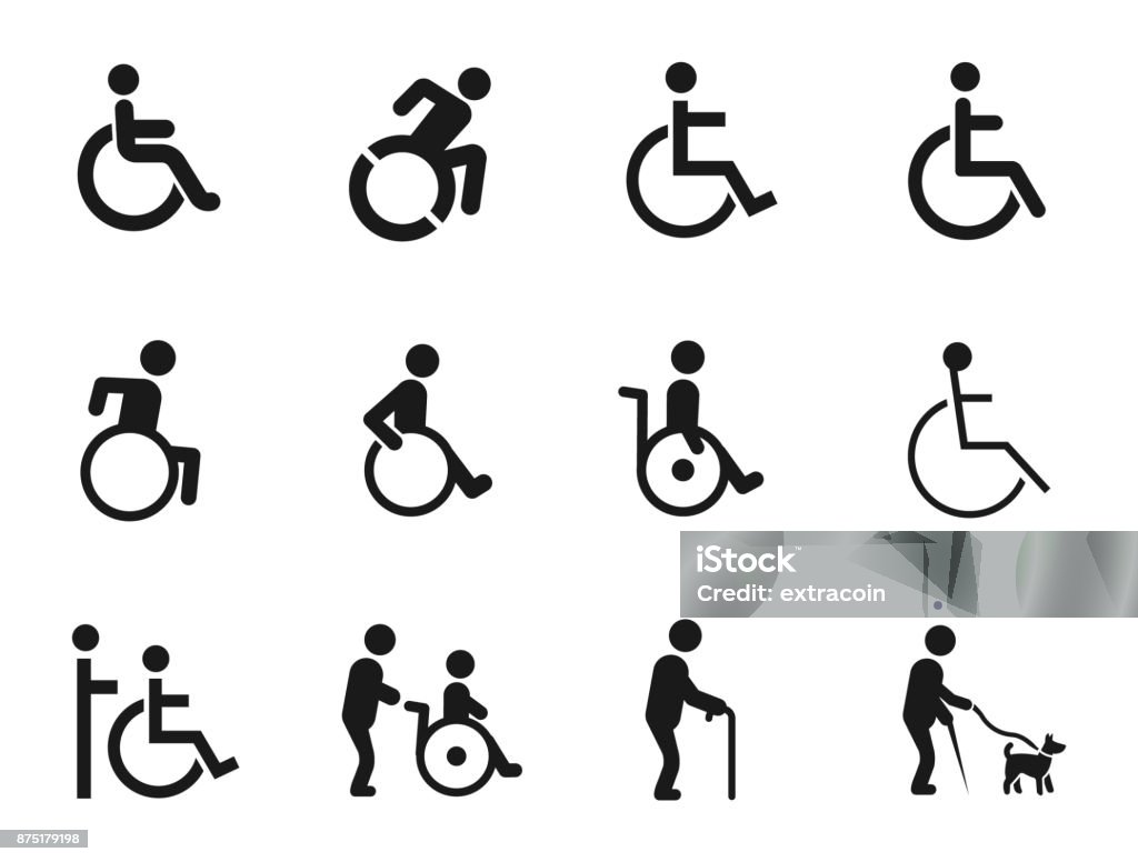 Disabled Handicap Icons disabled handicap icons set, vector illustration on white background Icon Symbol stock vector