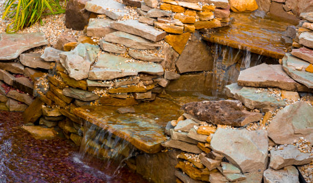istock Decorative koi pond in a garden 875179426