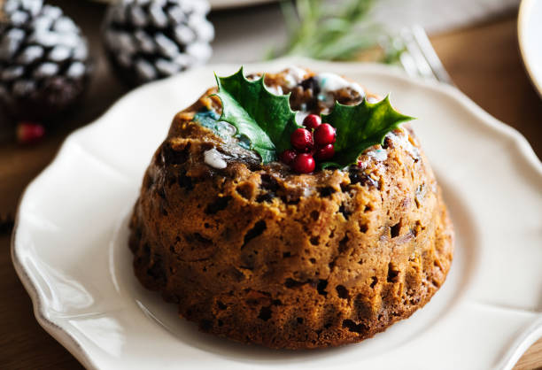 postre de navidad - fruitcake christmas cake cake christmas fotografías e imágenes de stock