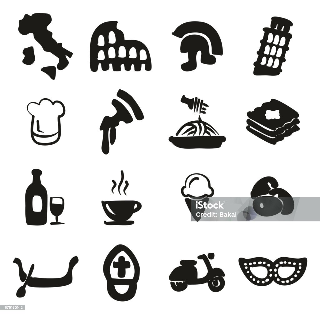 Italien-Icons Freihand zu füllen - Lizenzfrei Alkoholisches Getränk Vektorgrafik Italien-Icons Freihand zu füllen - Lizenzfrei Alkoholisches Getränk Vektorgrafik