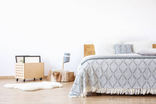 istock White rug in simple bedroom 875186794