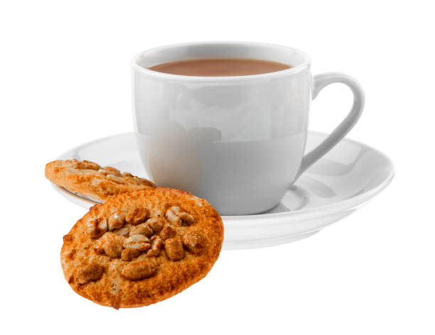 istock A cup of drink on a saucer on a white isolated background 875191448