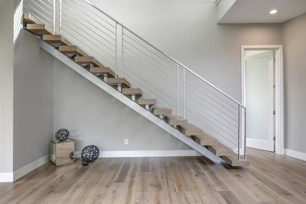 istock Amazing home features stainless steel staircase 875194842
