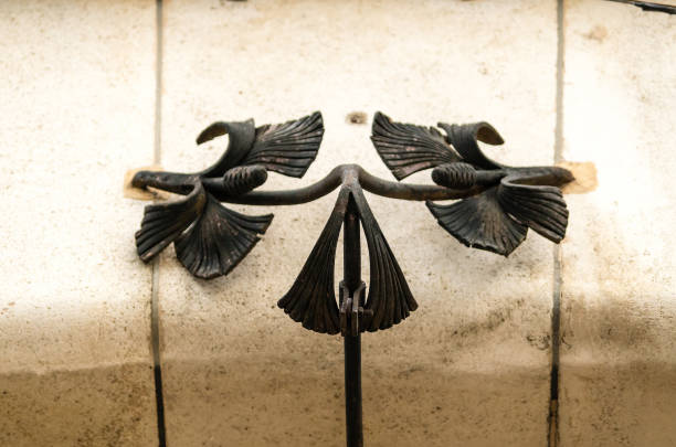 close up of forged element vintage fence