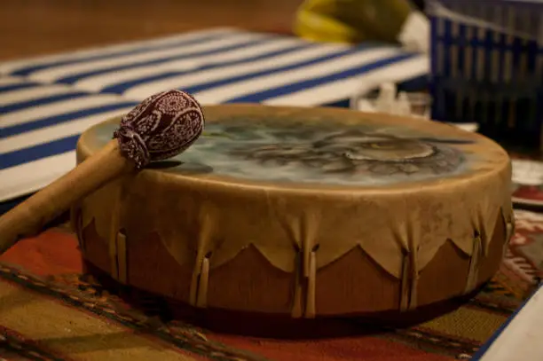 Shamanic drum used in special ceremonies such as the ceremony with the use of Ayahuasca.
