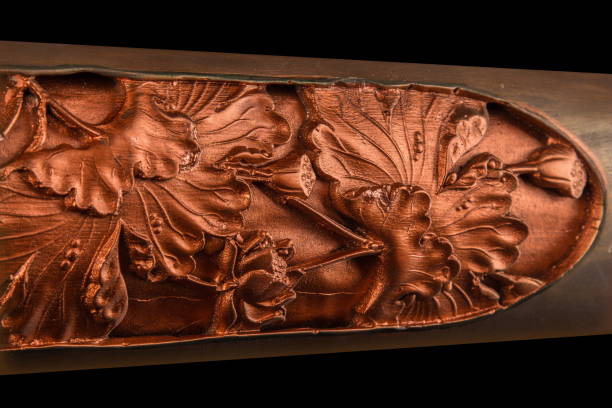 istock bronze plaster painting, floral patterns, carved decoration gypsum 875201896