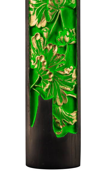 istock green plaster painting, floral patterns, carved decoration 875202244