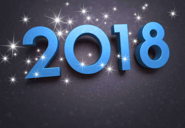 istock Glitter blue Date 2018 for Greeting card 875209648
