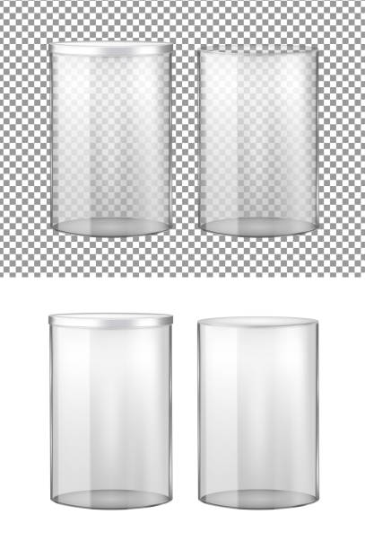 transparentes glas mit metalldeckel - zylinder stock-grafiken, -clipart, -cartoons und -symbole