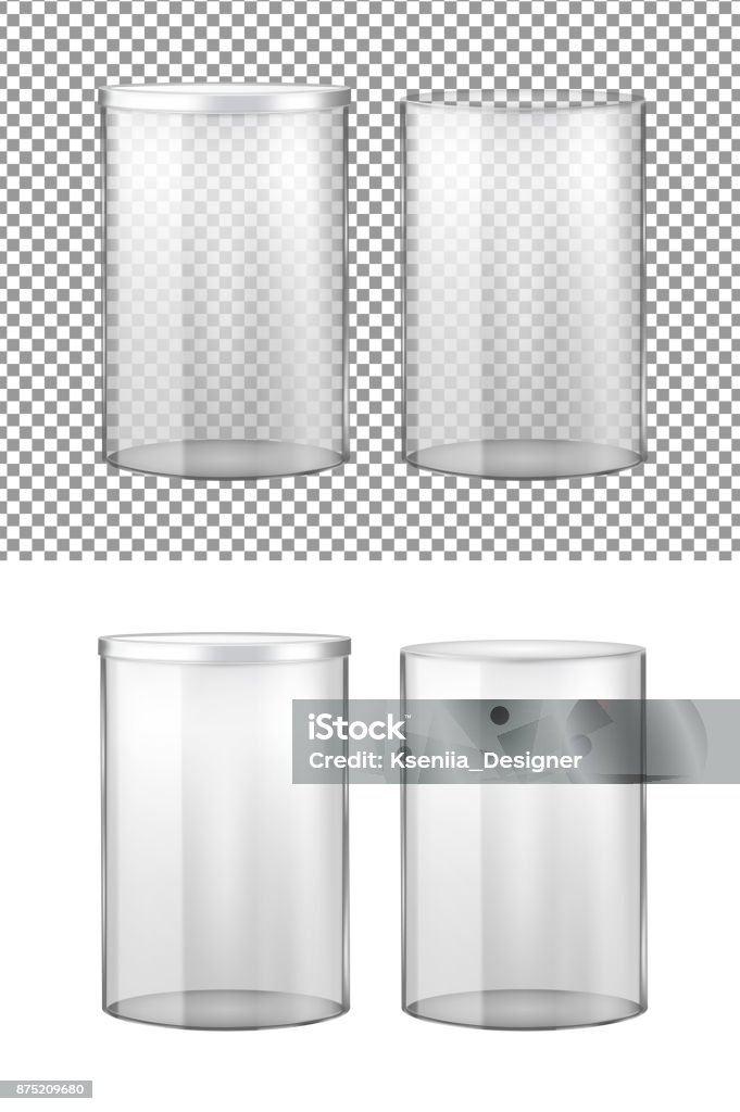Transparent glass jar with metal lid Transparent glass jar with metal lid. Glass - Material stock vector