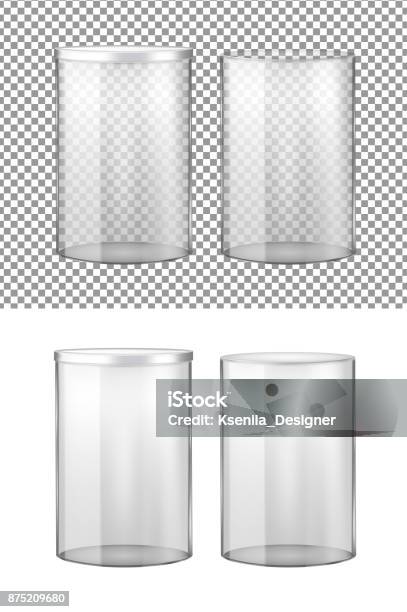 Transparent Glass Jar With Metal Lid Stock Illustration - Download Image Now - Glass - Material, Cylinder, Vase