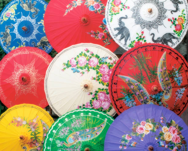 istock Colorful Chinese silk umbrellas 875210960