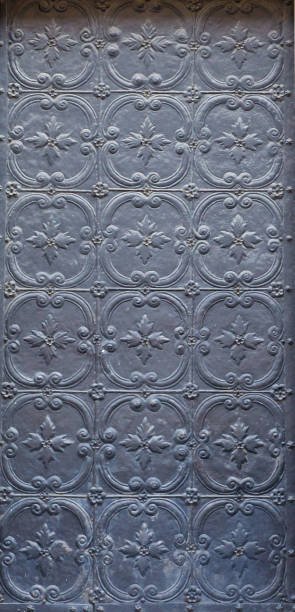 istock Old vintage black metal door 875213848