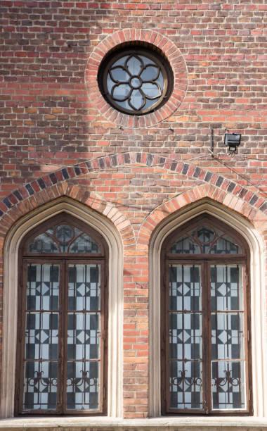 istock Two vintage front glass windows of an old house 875214124