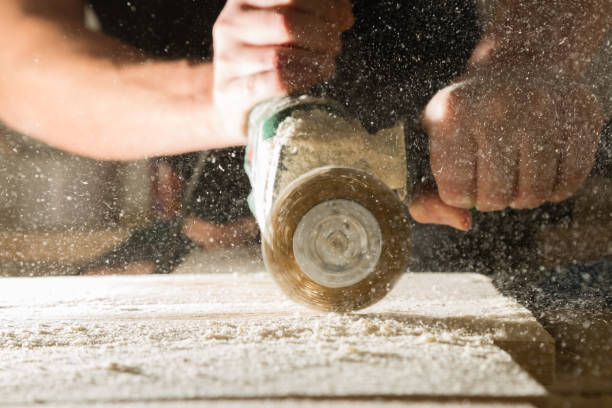 istock Tool for treatment wood. Drill with a wire brush. 875218664