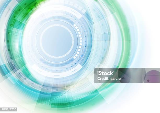 Blue And Green Futuristic Technology Abstract Background Stock Illustration - Download Image Now