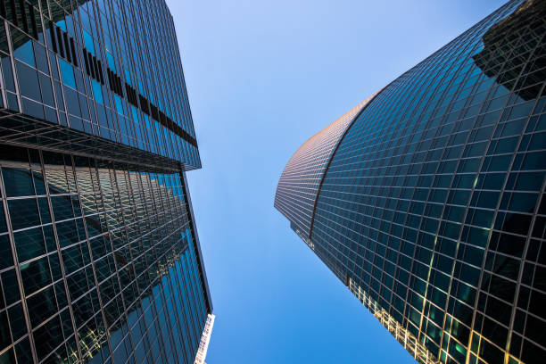 istock Low angle view of modern skyscrapers 875218956
