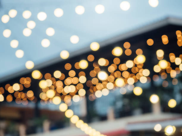 istock Bokeh from hanging decorative lighting in the night party, image blurred defocused 875218982