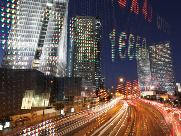 istock Stock market data chart display ticker board finance 875221200