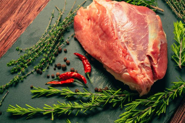 istock raw pork meat with spices on slate stone kitchen board 875222594