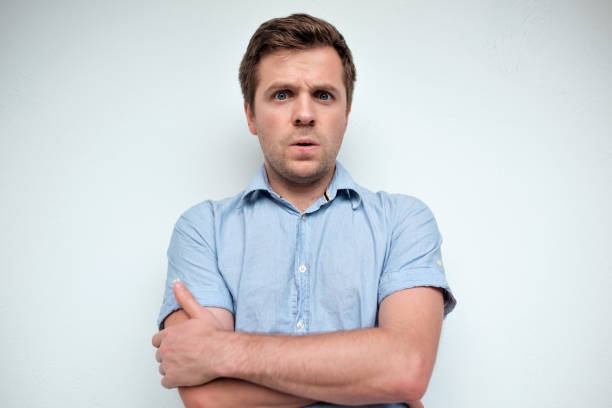 istock Confused caucasian man. Negative emotion 875230008