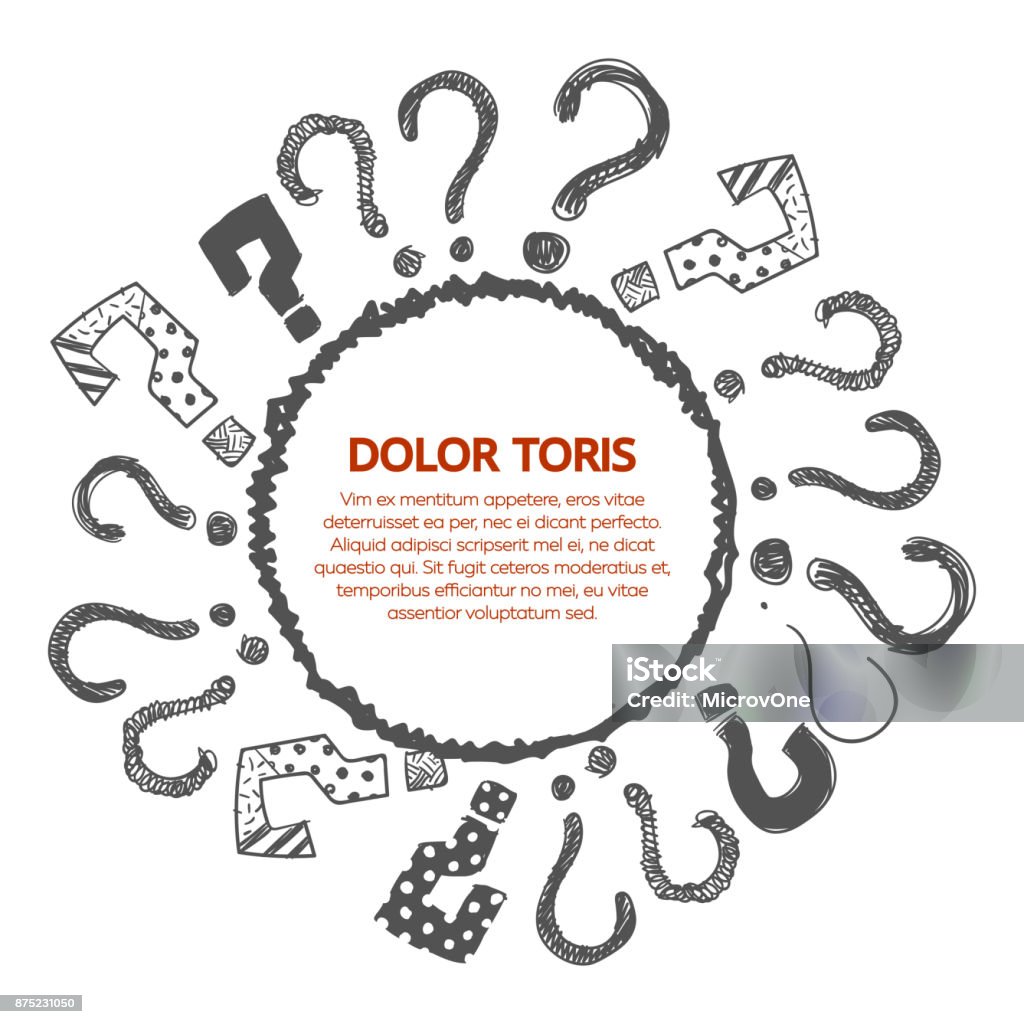 Question Concept Design Hand Drawn Frame And Question Marks Stock ...