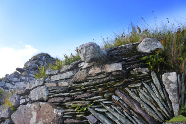 An ancient carved cat's head in the church wall at St Catherine, Eyeries. It is also associated with pre-christian snake worship.