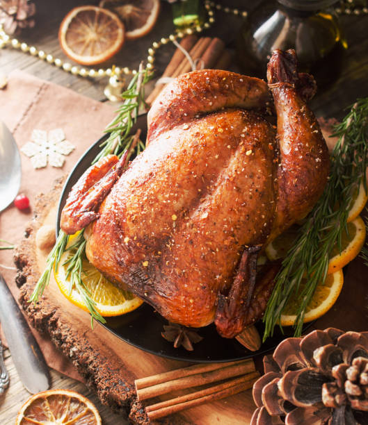 istock Baked turkey for Christmas or New Year space for text 875238200