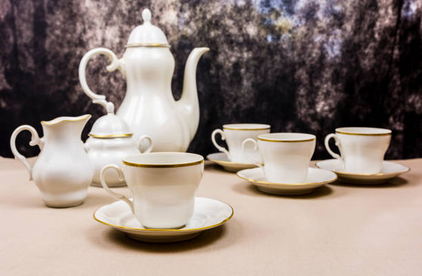 istock White cup and background set for brewing coffee or tea. 875238260