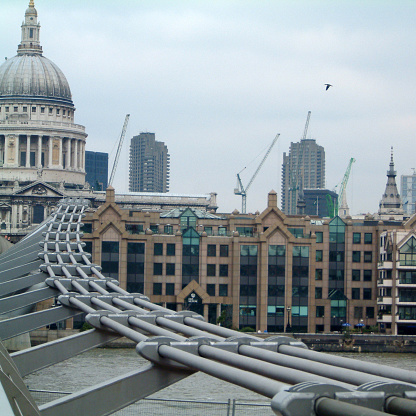 London, United Kingdom - March 27, 2002: View of the bridge to Saint Paul cathedral, London
