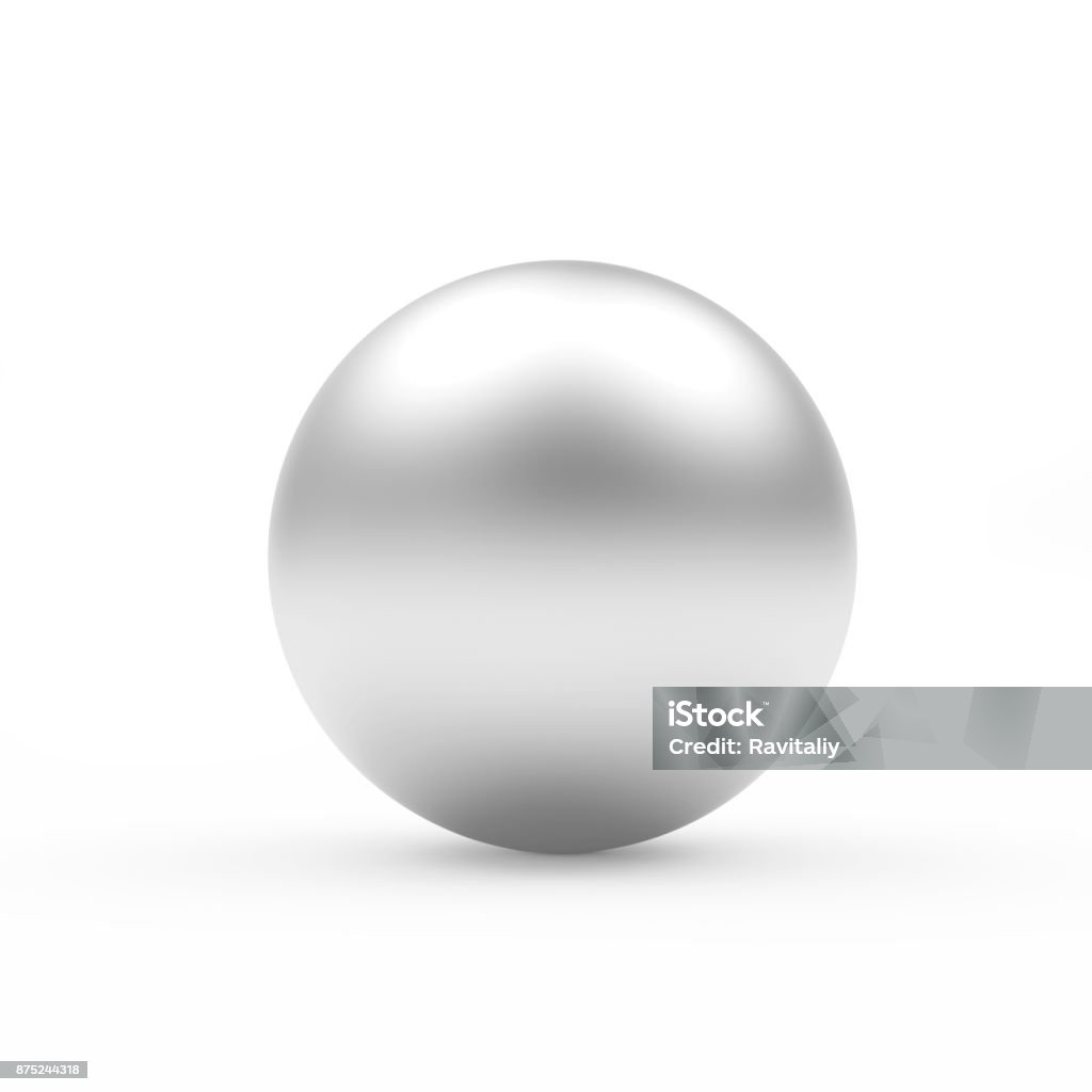 Silver sphere or ball Silver metal sphere or ball isolated on white background. 3D illustration Sphere Stock Photo