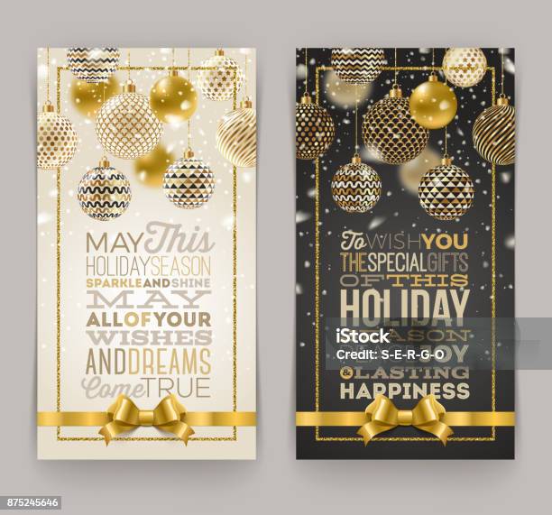 Christmas Greeting Card Stock Illustration - Download Image Now - Christmas Card, Gold - Metal, Gold Colored