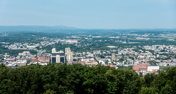 The city of Reading, Pennsylvania as seen from the hill above.