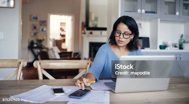 Whats The Budget Looking Like This Month Stock Photo - Download Image Now - Calculator, Calculating, Finance