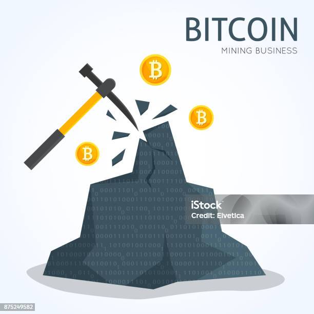 Bitcoin Mining Concept Earning Cryptocurrency Stock Illustration - Download Image Now - Cryptocurrency Mining, Mining - Natural Resources, Banking