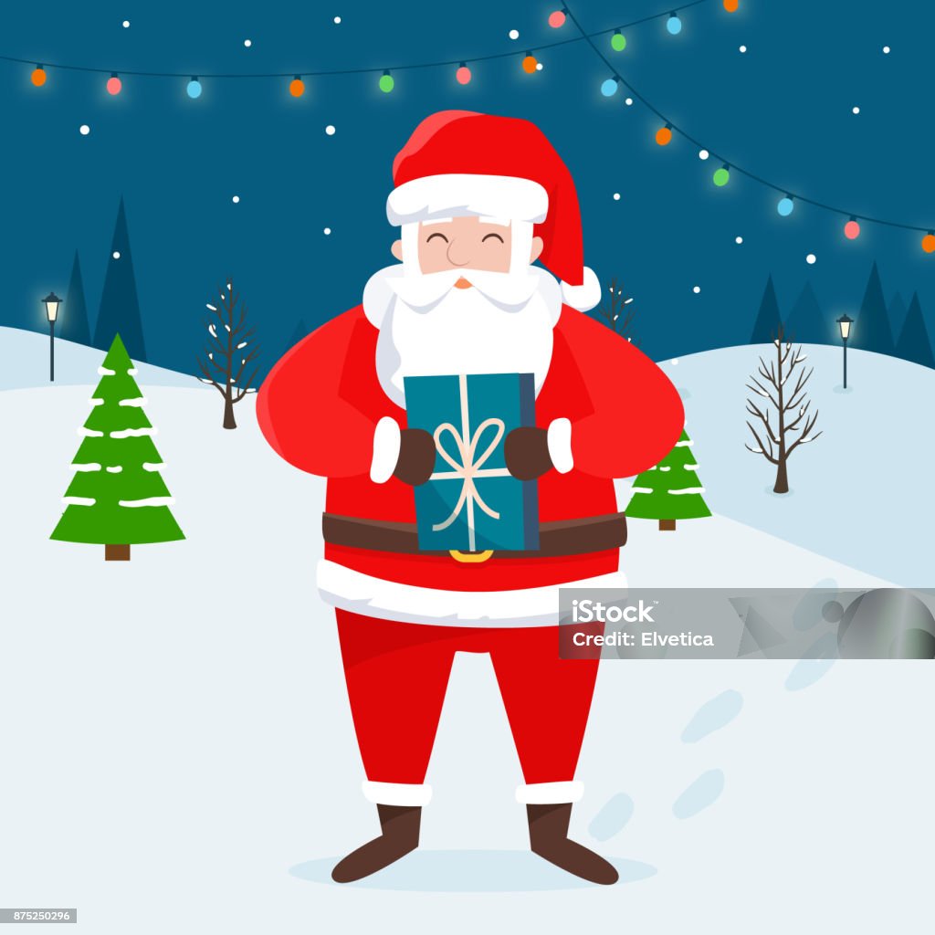 Ông Già Noel Với Quà Giáng Sinh Và Phong Cảnh Mùa Đông Hình minh họa Sẵn có  - Tải xuống Hình ảnh Ngay bây giờ - iStock