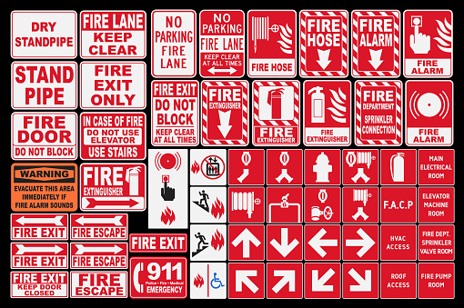 Vector pack of different Fire Emergency Sings