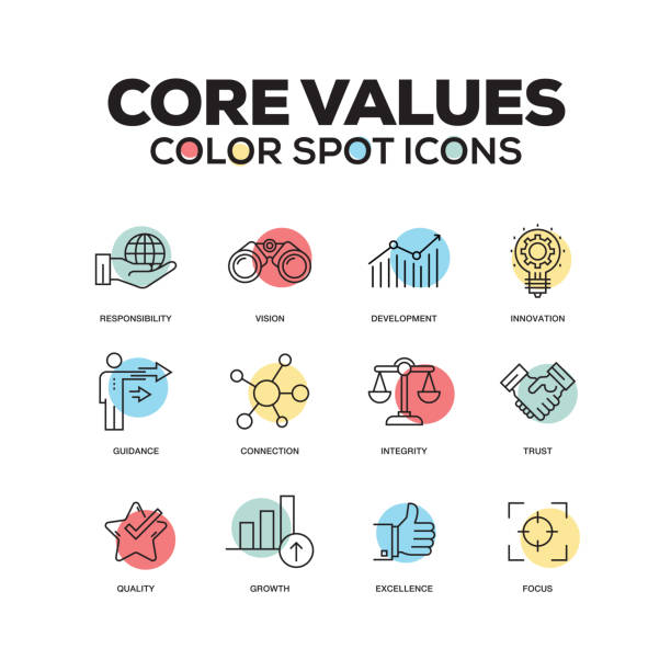 Simple Set of Core Values Color Vector Line Icons Simple Set of Core Values Color Vector Line Icons morality illustrations stock illustrations