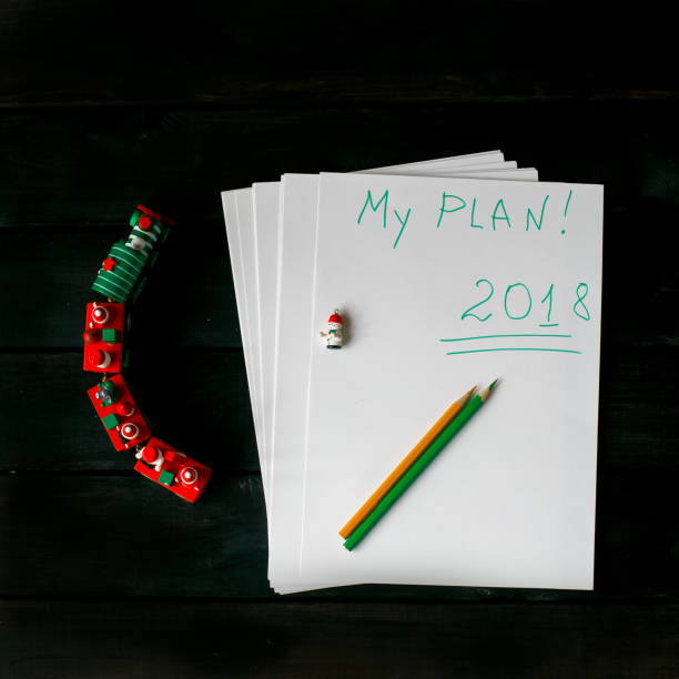 istock Sheets of paper with the inscription 2018, my plan. 875254102