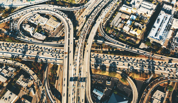istock Aerial view of a massive highway intersection in LA 875255188