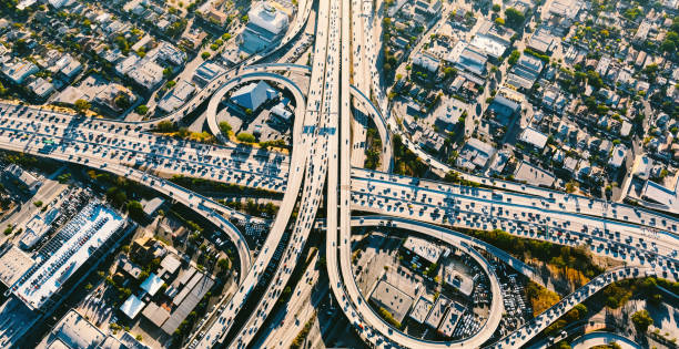 istock Aerial view of a massive highway intersection in LA 875255192