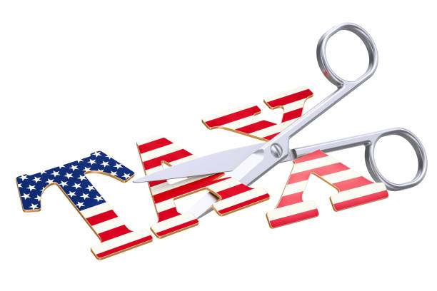 istock Tax cut in USA concept. 3D rendering isolated on white background 875255608