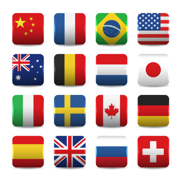 иконы национальных флагов - usa netherlands stock illustrations