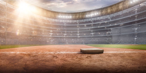 arena de béisbol profesional en 3d - campo de béisbol fotografías e imágenes de stock