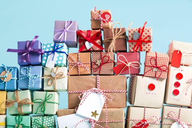 kolekcja świątecznych pudełek prezentowych - gift blue gift box box zdjęcia i obrazy z banku zdjęć