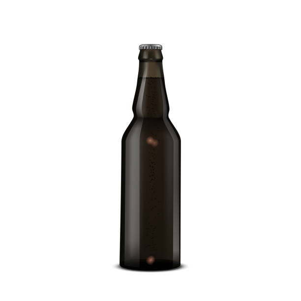 ilustraciones, imágenes clip art, dibujos animados e iconos de stock de cerveza cristal oscuro botella marrón en blanco - camden town